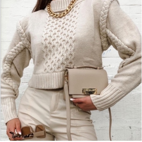 Zara Ecru Shoulder Pad Knit Sweater - Picture 7 of 7